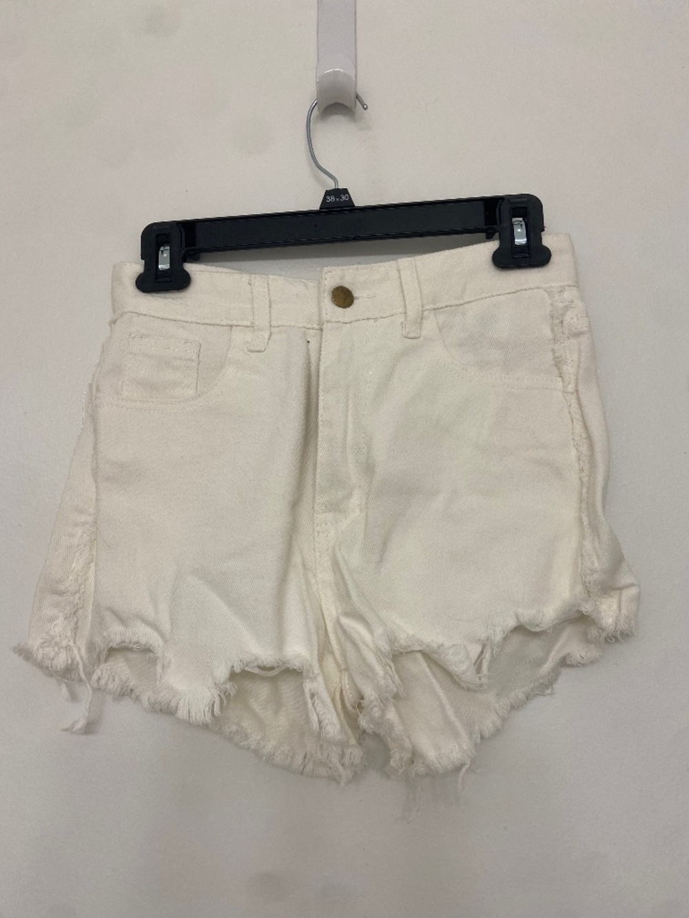 SHEIN Distressed White Jean Shorts